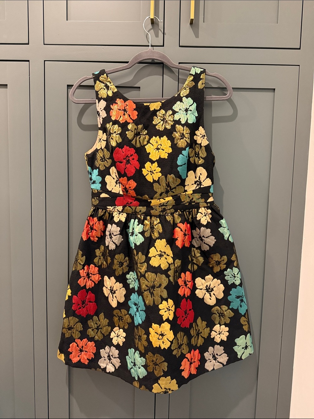 Ark & Co Black Fit-and-Flare Floral Party Dress